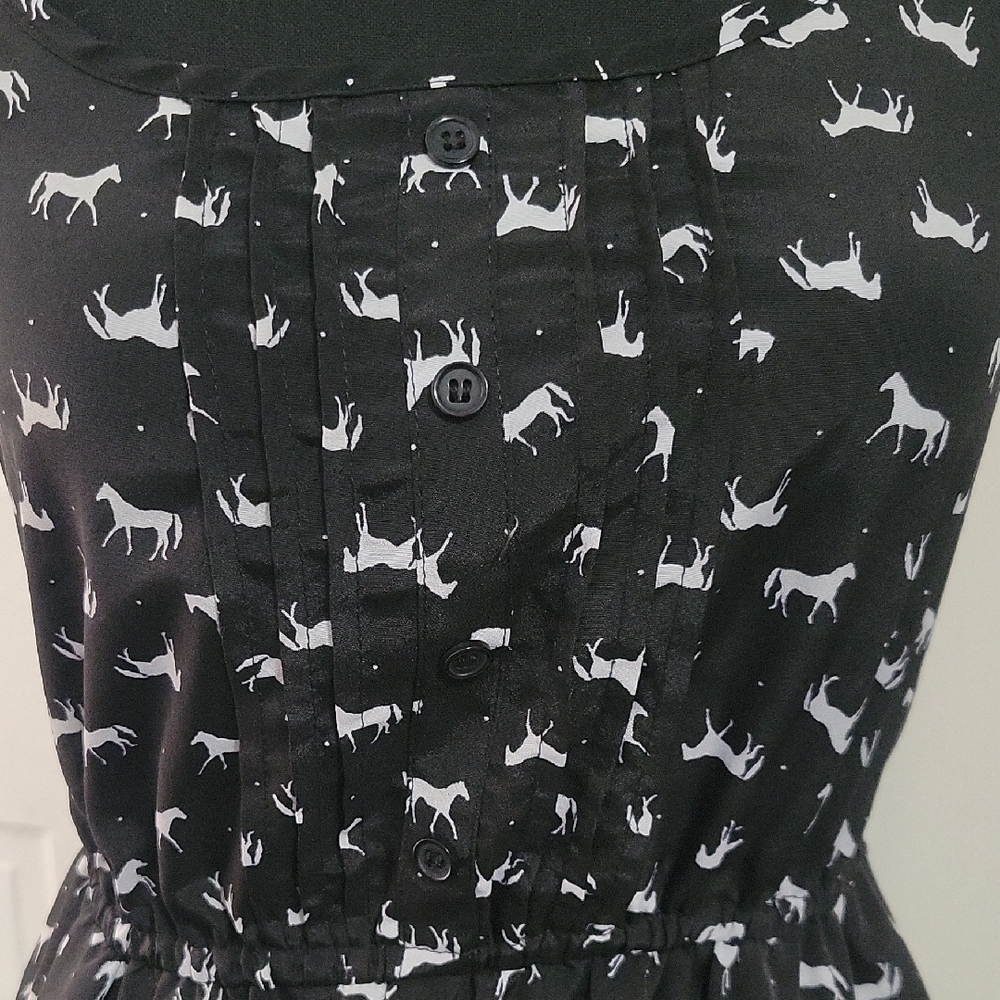 Black and White Horse Patterned Dress - Picture 2 of 5